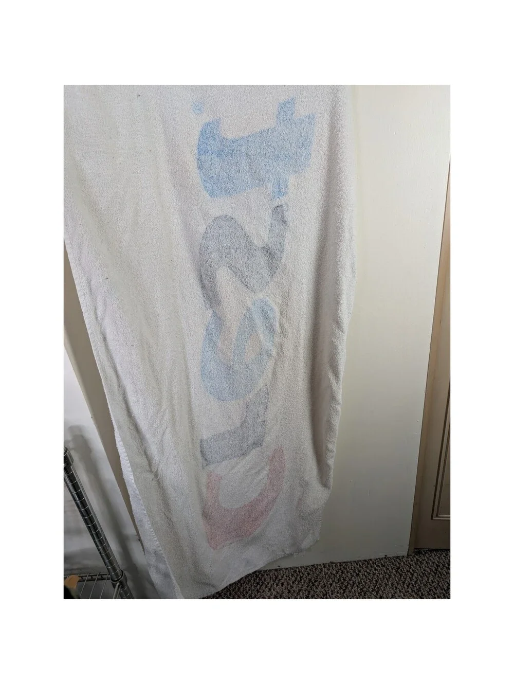 Vintage Crest Toothpaste Bath Towel Beach Red White Blue 28x56